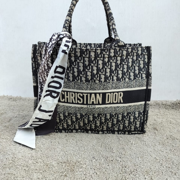 Dior Black and Cream Monogram Tote - Picture 1 of 7